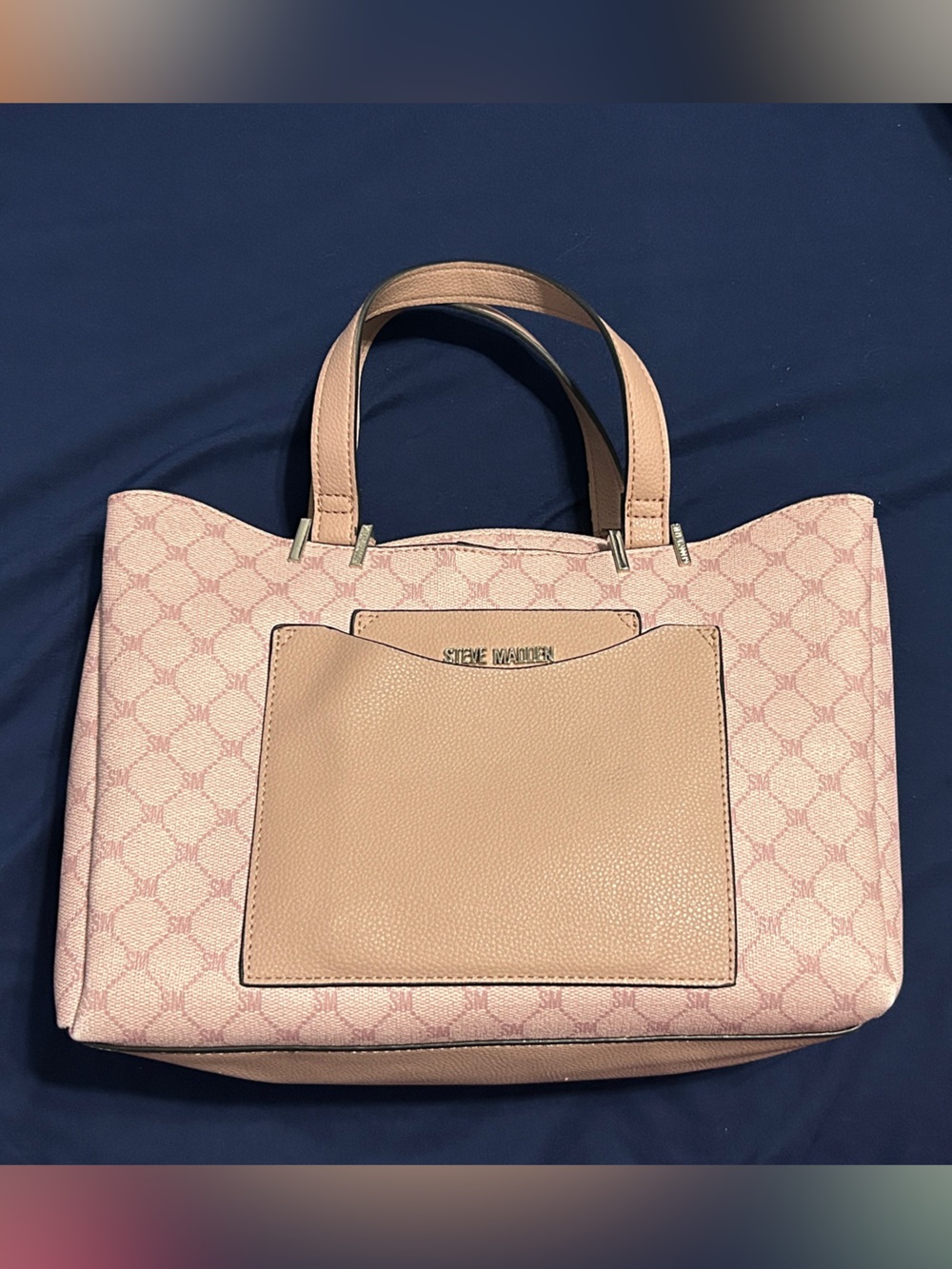 Steve Madden Blush Pink Patterned Tote with Front Pocket